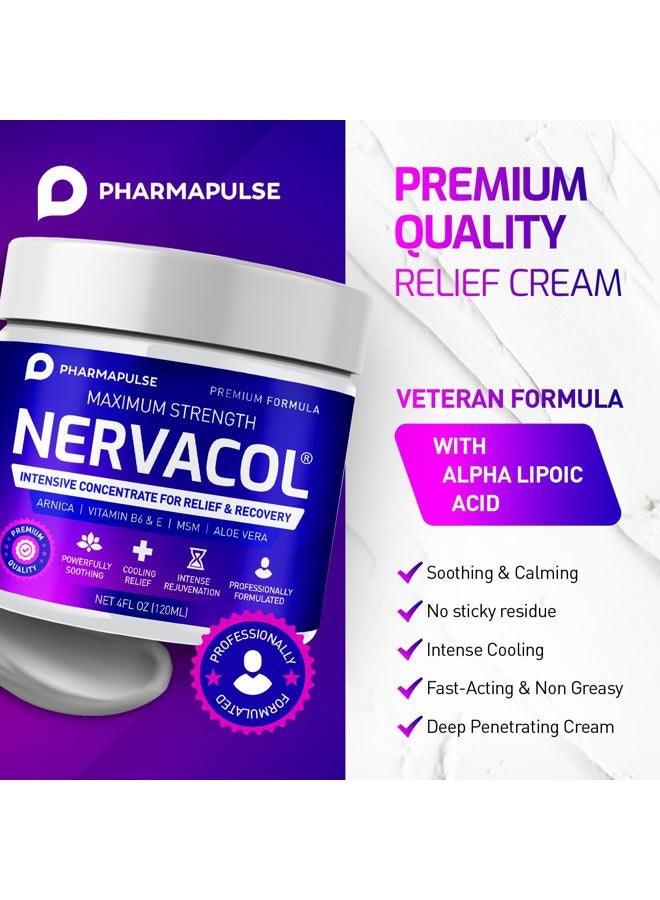 PHARMAPULSE كريم علاج الأعصاب وتخفيف الألم - كريم تخفيف أقصى قوة للقدمين واليدين والساقين والأصابع يشمل حمض ألفا ليبويك، أرنيكا، فيتامين ب6، صبار الألوة، MSM - مهدئ فعال 4 أونصات - Image 3